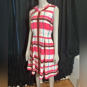 Kate Spade Silk Plaid Fit and Flare Dress Lined with Pockets